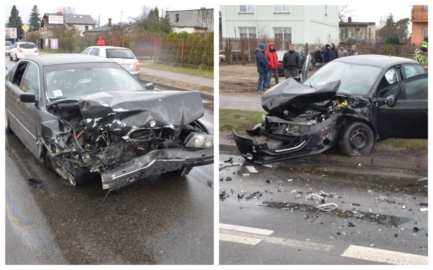 Wypadek na Michelinie we Włocławku. Peugeot wymusił pierwszeństwo bmw, którego kierowca miał 2,5 promila [zdjęcia, wideo]