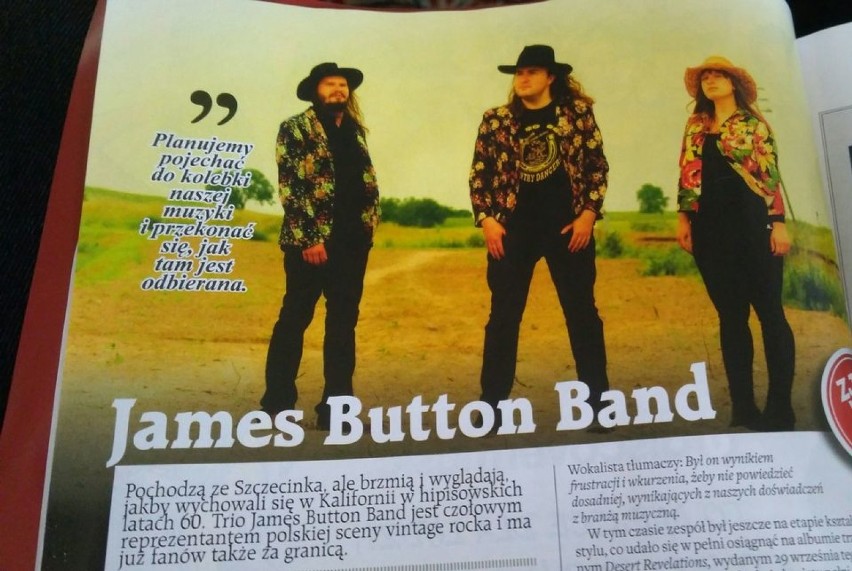Artykuł o szczecineckiej grupie rockowej James Button Band