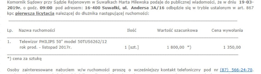 Samochód, działkę, a nawet krowę można kupić od komornika. Zobacz, co sprzedaje w naszym rejonie [screeny]