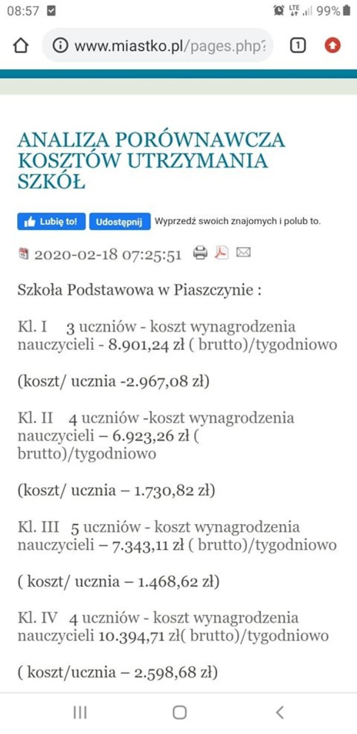 Koszty funkcjonowania szkół w Miastku są różne i zależne od tego, kto pyta?