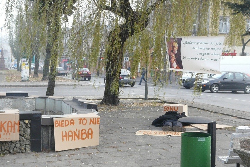 Akcja kartonowa na rzecz bezdomnych na pl. Kościuszki