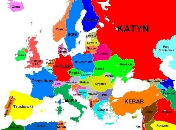 Pół żartem, pół serio - mapa Europy według Polaków