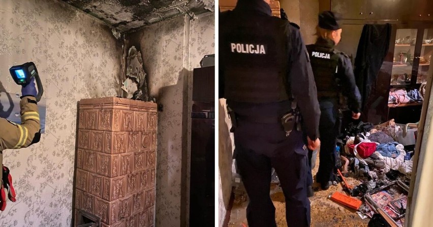 Policjanci z komisariatu w Katowicach ewakuowali seniorkę z płonącego mieszkania