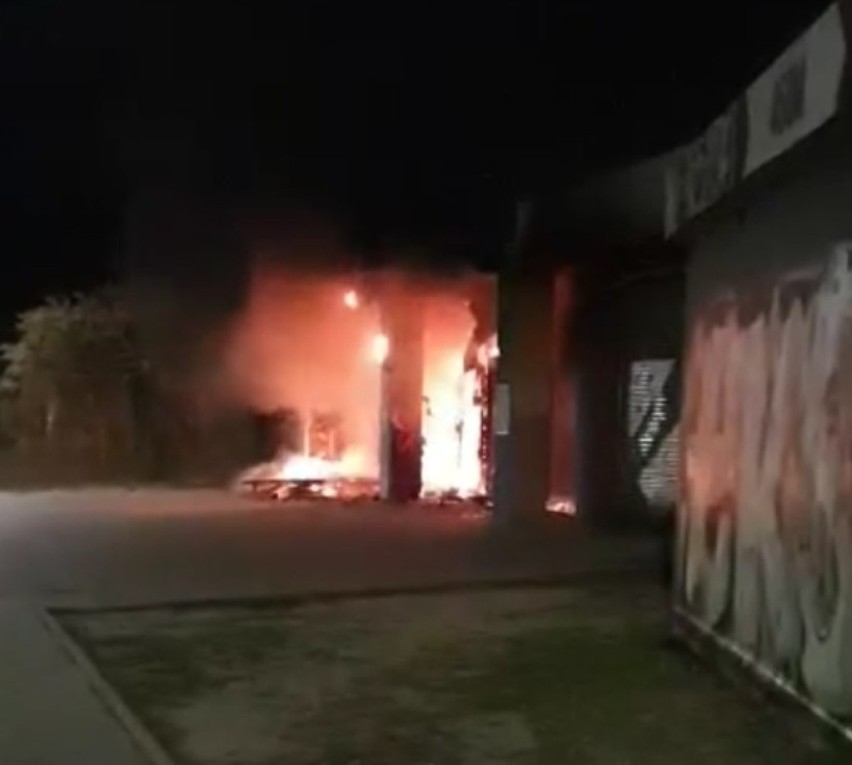 Nocny pożar w Łodzi. Spłonął lokal gastronomiczny na Teofilowie ZDJĘCIA