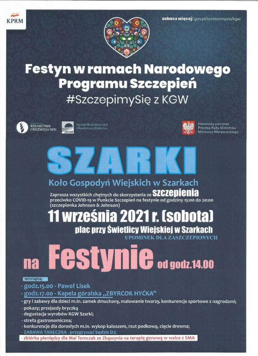 Szarki: Festyn w ramach narodowego programu szczepień w Szarkach! 