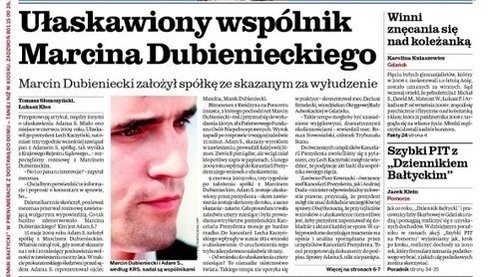Publikacja "Dziennika Bałtyckiego" o ułaskawieniu Adama S.,...