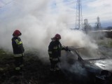 Jelenia Góra: Spłonął samochód na łące. Wewnatrz były zwoje miedzi ZDJĘCIA