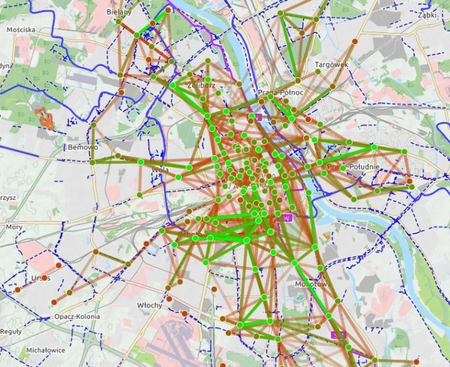 Mapa przejazdów Veturilo. Oto tysiąc najpopularniejszych tras [MAPA]