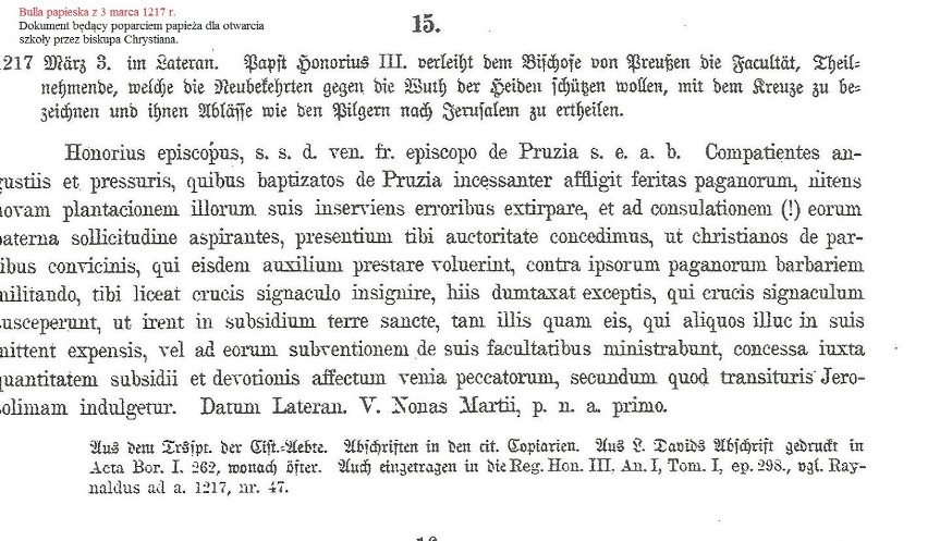 3. Bulla papieska z 1217 r.