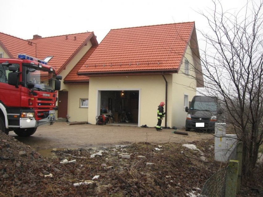Pożar w kotłowni koło Gołdapi [zdjęcia]