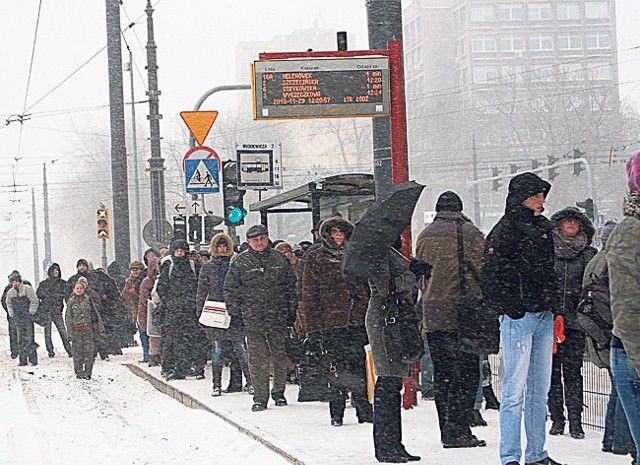 Oto typowy w ostatnich dniach widok w centrum Łodzi