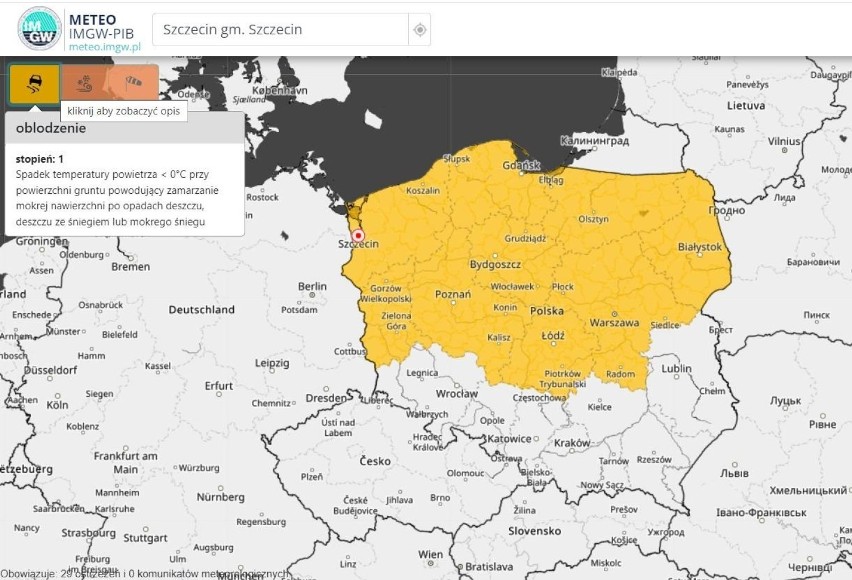 Ostrzeżenia meteo dla Zachodniopomorskiego