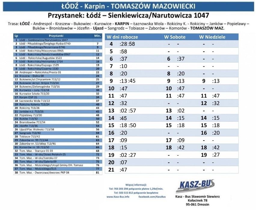 Kursy busów i autobusów z Tomaszowa Maz. do Łodzi, Piotrkowa Tryb. i innych miast [AKTUALNE ROZKŁADY]