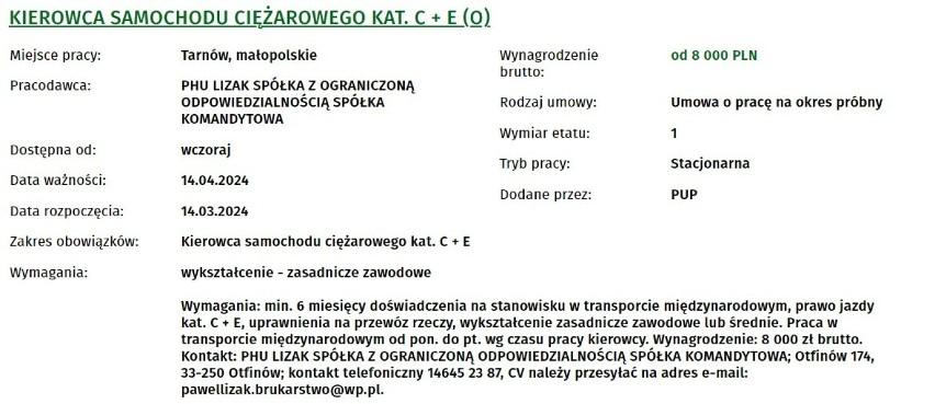 Te firmy z Tarnowa i regionu szukają osób do pracy. Zobaczcie, najatrakcyjniejsze oferty zatrudnienia z Powiatowego Urzędu Pracy w Tarnowie