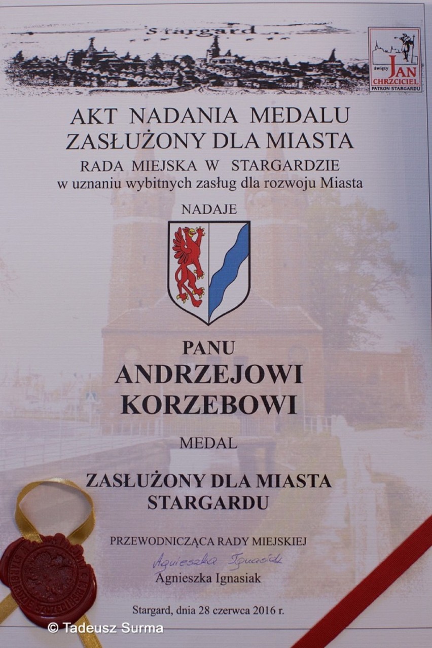 Były wiceprezydent Stargardu Andrzej Korzeb z medalem zasłużony dla miasta Stargardu [foto, wideo]