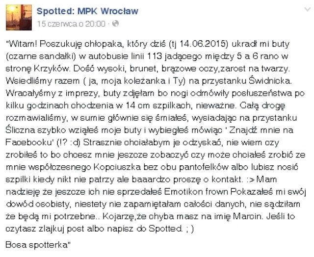 Wpis pochodzi ze strony Spotted MPK Wrocław