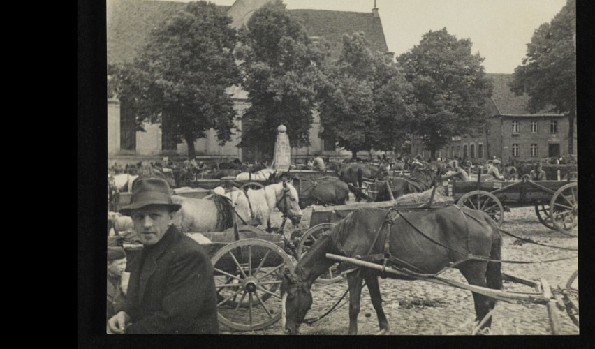 Zdjęcie czaplineckiego rynku w dzień targowy, 1949 rok
