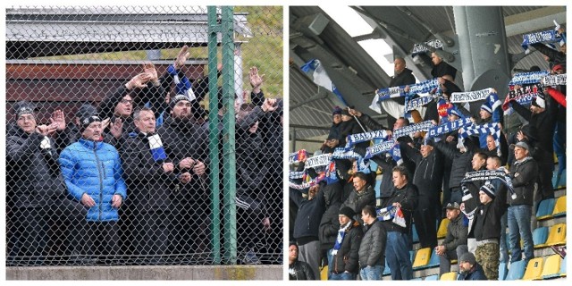 Kibice Zawiszy Bydgoszcz za płotem i Bałtyku Gdynia na trybunie - takie obrazki z meczu 3 Ligi w Gdyni