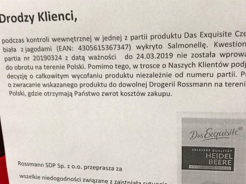 "WYCOFANIE DAS EXQUISITE CZEKOLADA BIAŁA Z JAGODAMI 100g....