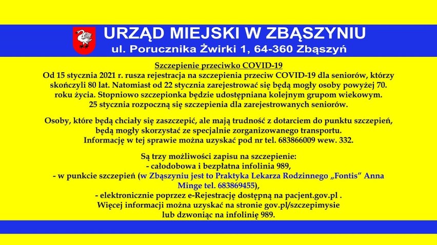 Gmina Zbąszyń: Od jutra rusza rejestracja na szczepienia przeciw COVID-19 