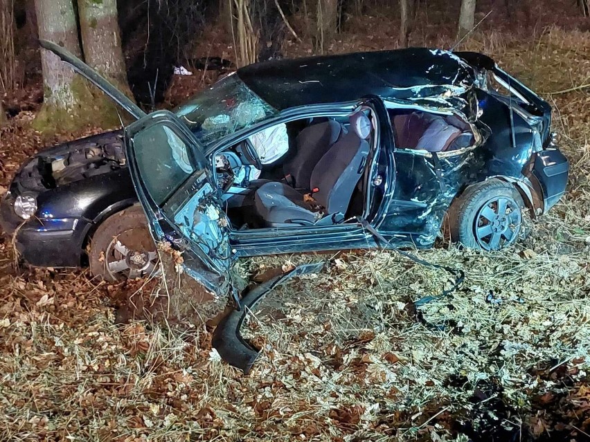 19-latek uderzył samochodem w drzewo. Kolizja w miejscowości Kłodzisko w gminie Wronki. Interweniowała straż, policja i pogotowie