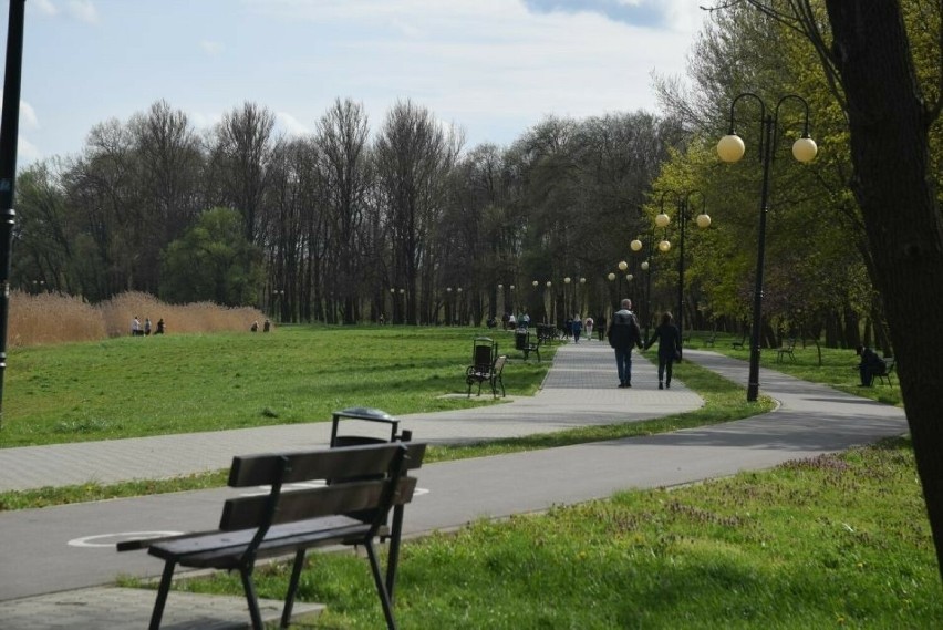 Sobota nad zalewem Borki w Radomiu. Wiosenne spacery i rowerowe przejażdżki. Sporo osób wypoczywa na świeżym powietrzu. Zobacz zdjęcia