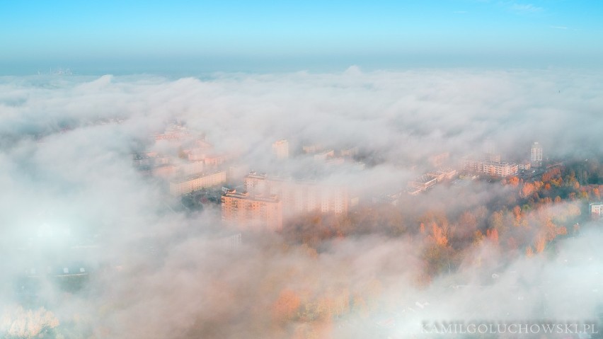 Głogów spowity mgłą