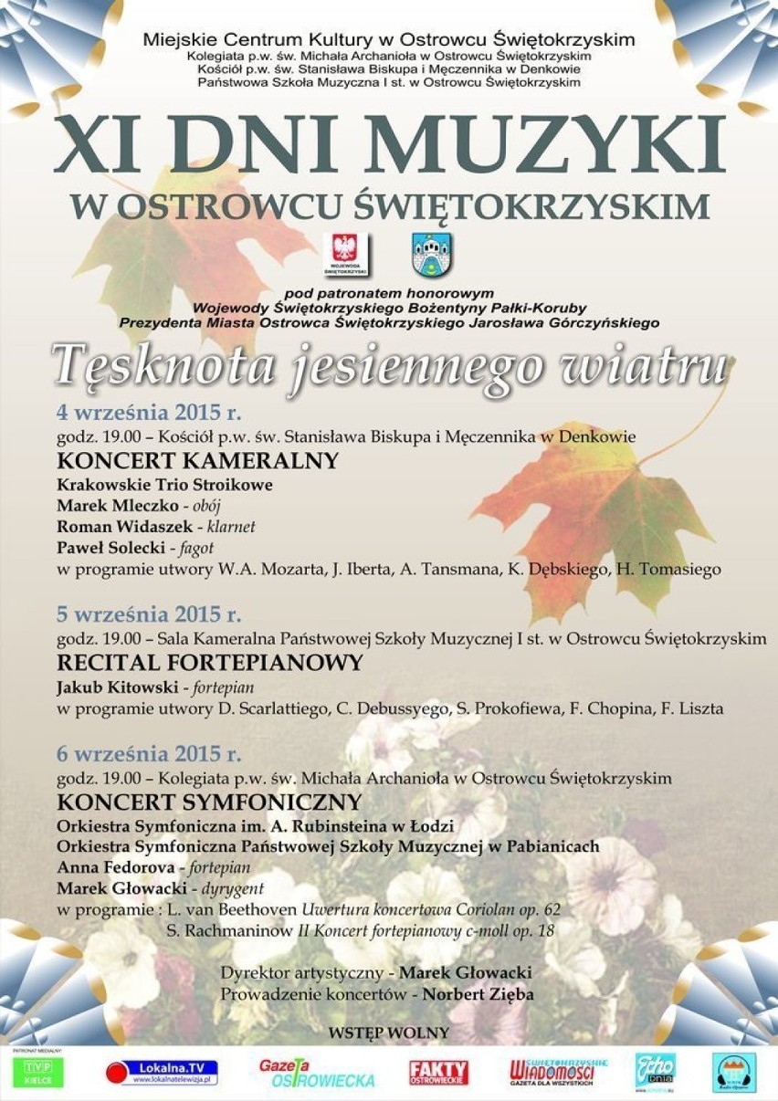 Plakat XI Dni Muzyki w Ostrowcu Świętokrzyskim.