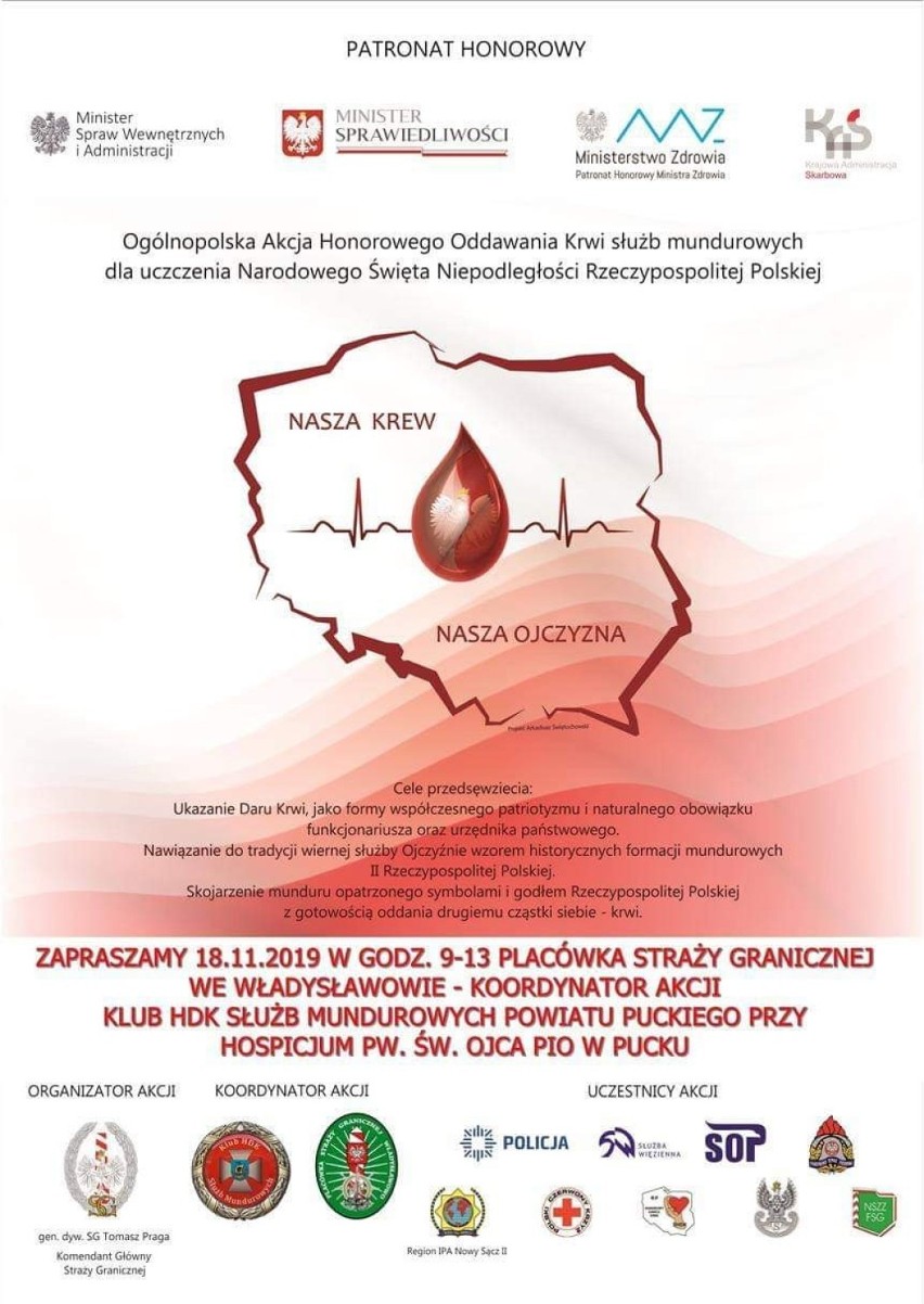 - W poniedziałek 18.11.2019 r. akcja honorowego krwiodawstwa...