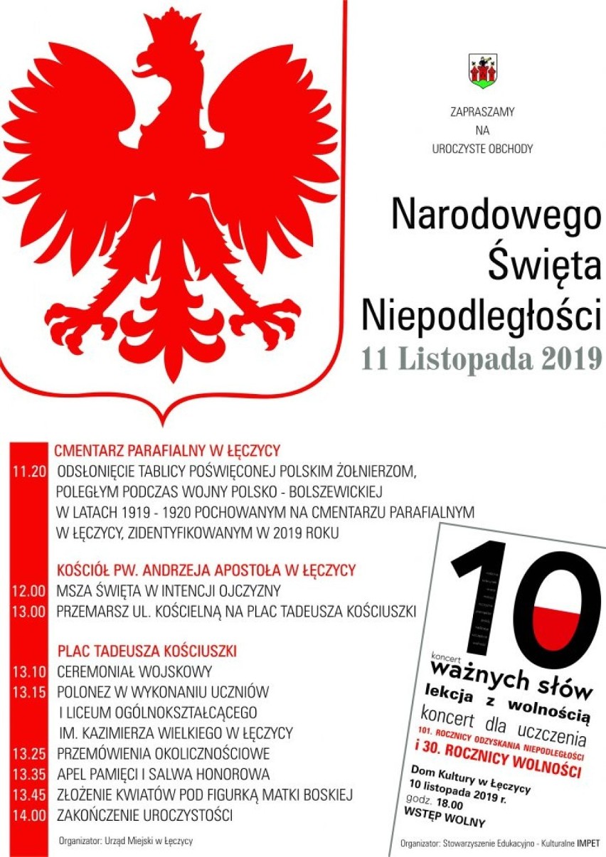 Obchody Narodowego Święta Niepodległości w Łęczycy [PROGRAM] 