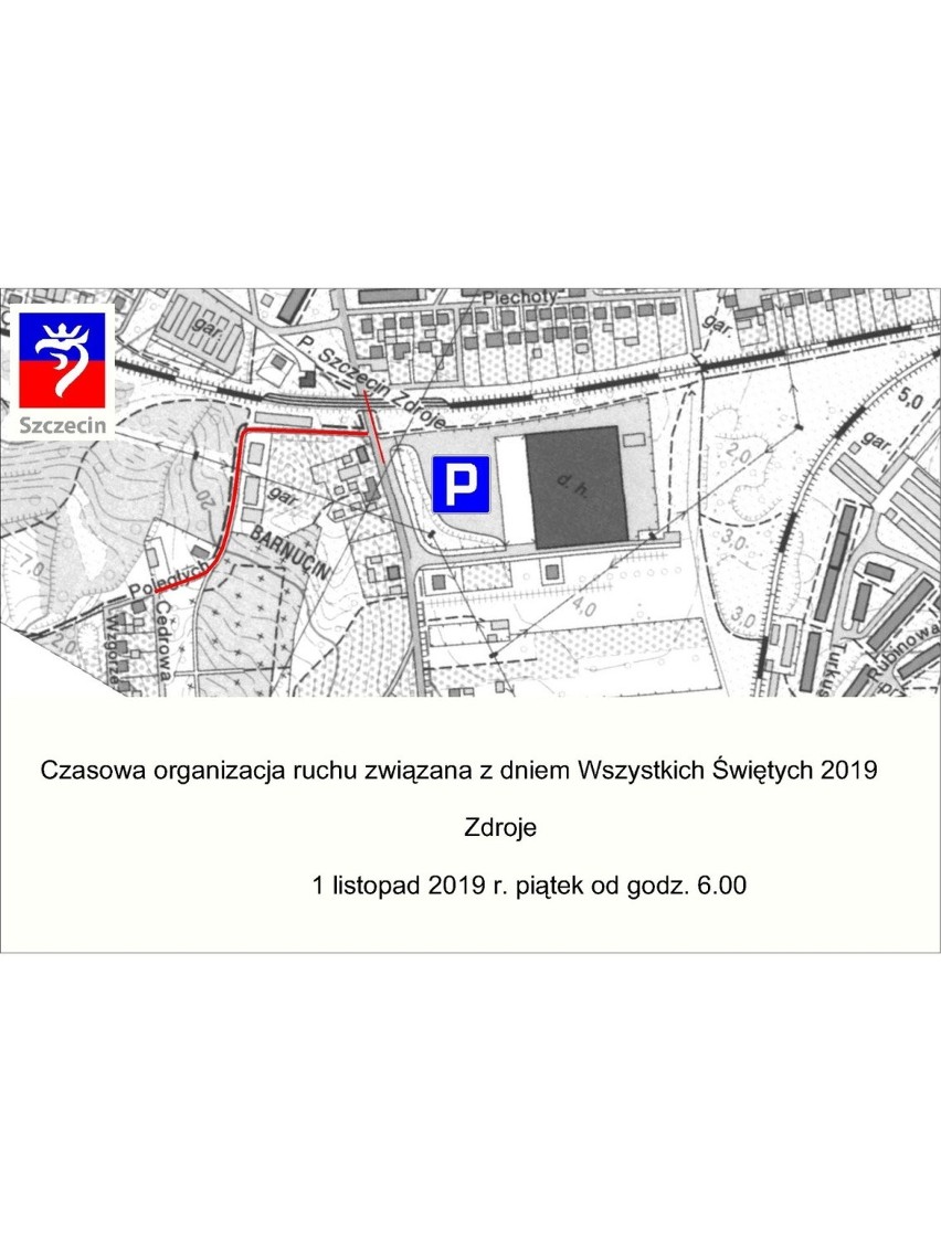 Czasowa organizacja ruchu w Szczecinie WSZYSTKICH ŚWIĘTYCH 2019 