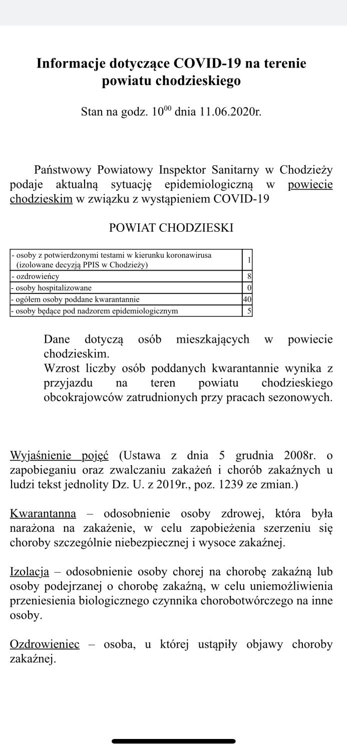 Koronawirus. W powiecie chodzieskim więcej osób poddanych kwarantannie