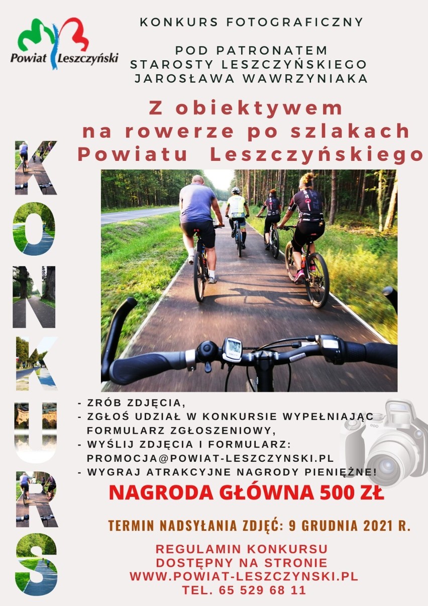 Dla rowerzystów i miłośników fotografii  500 zł do wygrania. Starostwo Powiatowe w Lesznie ogłosiło konkurs 