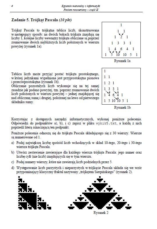 Matura 2012: informatyka - poziom rozszerzony. Cz. II [ARKUSZE]