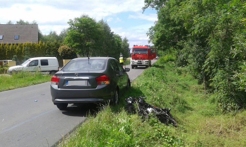 Wypadek z udziałem motocyklisty w Skarszewie