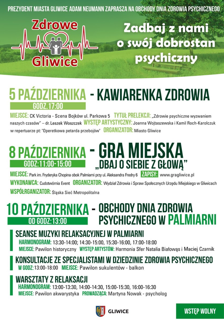 Zdrowe Gliwice. Wydarzenia poświęcone zdrowiu psychicznemu.