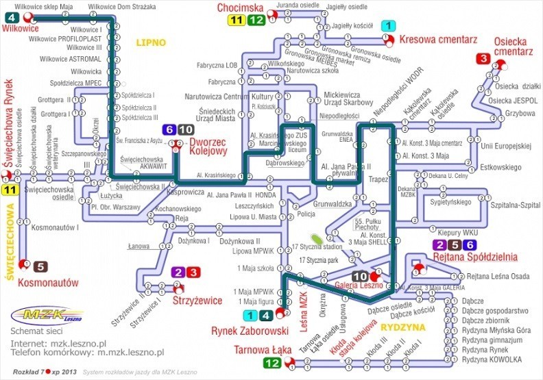 Schemat trasy linii nr 4.