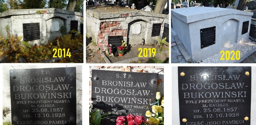 Nagrobek Bronisława Bukowińskiego w 2014, 2019 i 2010 r.