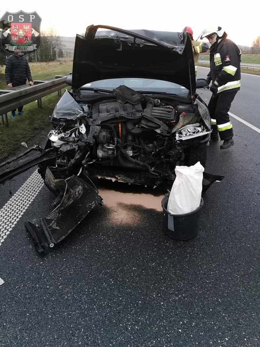 Kolizja na autostradzie A4 w Grojcu