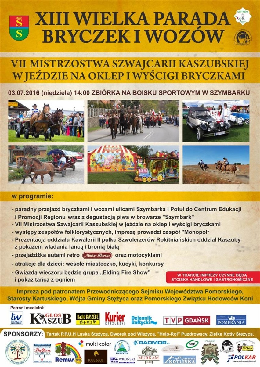 XIII Wielka Parada Bryczek i Wozów w Szymbarku w niedzielę, 3 lipca 2016