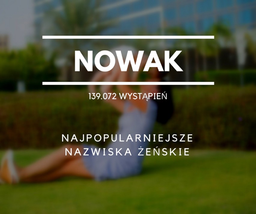 Oto pięćdziesiąt najpopularniejszych nazwisk żeńskich w...