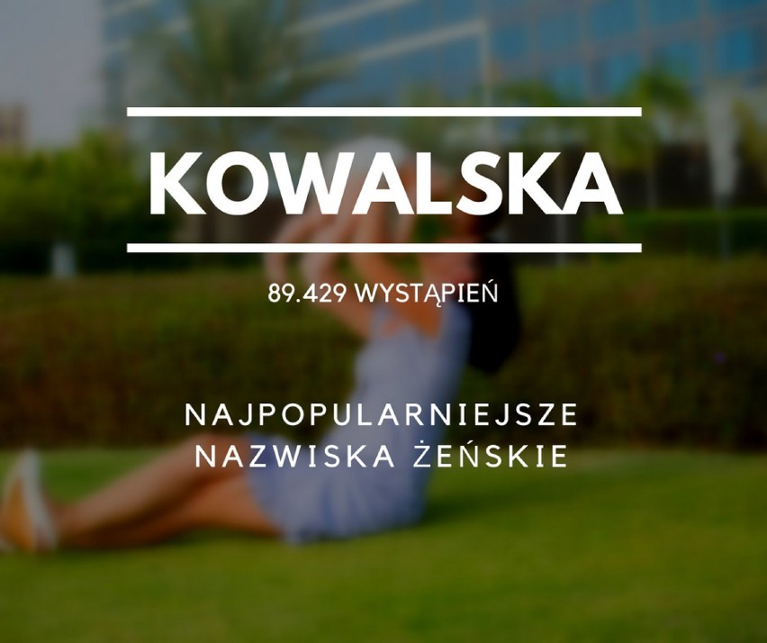 Oto pięćdziesiąt najpopularniejszych nazwisk żeńskich w...