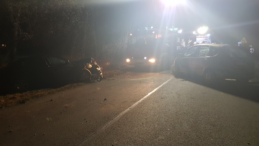 Z AKCJI: Groźny wypadek na drodze powiatowej z Dobrzycy w kierunku Krotoszyna [ZDJĘCIA]