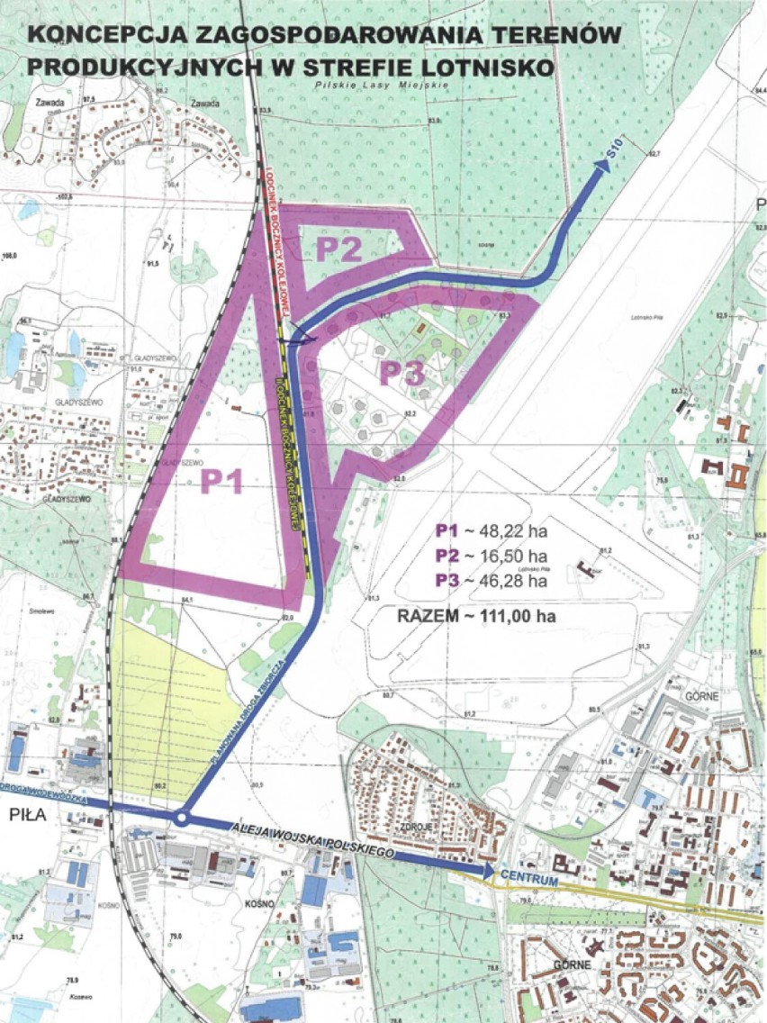  Piła. Koncepcja zagospodarowania terenów produkcyjnych w strefie lotnisko 