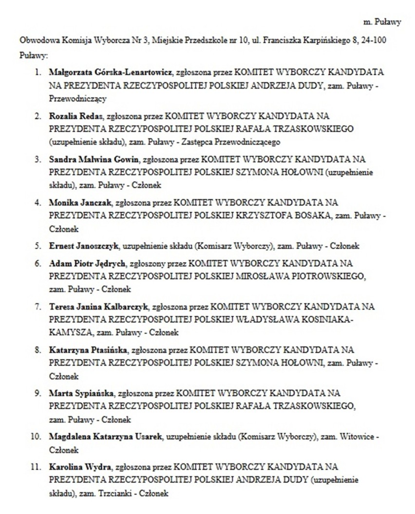 Wybory prezydenckie 2020 w Puławach. Kto zasiądzie w obwodowych komisjach wyborczych? [LISTA]