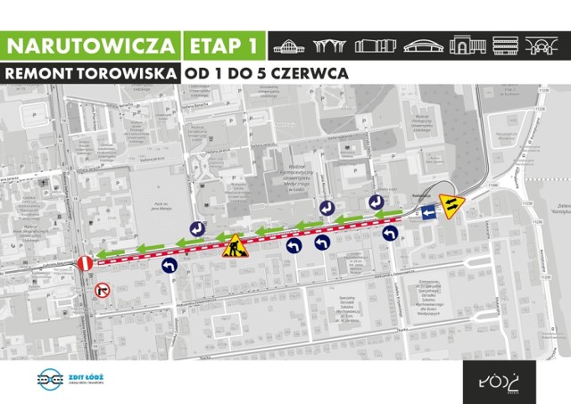 Remont ulicy Narutowicza w Łodzi: etap 1