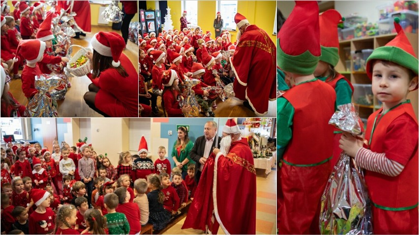 Wizyta św. Mikołaja z pomocnikami u przedszkolaków i dzieci...