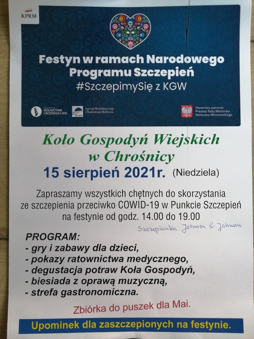 Gmina Zbąszyń. Festyn – Szczepimy się z Kołem Gospodyń Wiejskich Chrośnica!