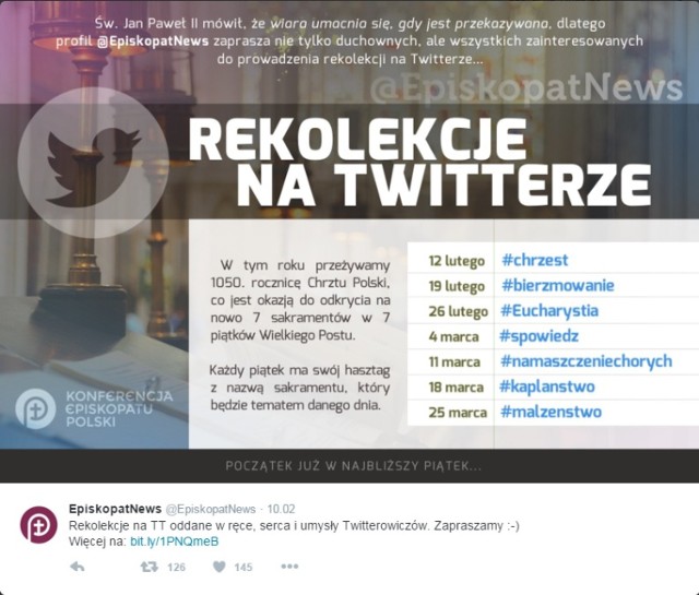 Rekolekcje na Twitterze organizuje Episkopat Polski