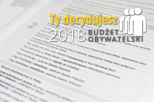 Budżet obywatelski 2018 w Zduńskiej Woli - jest 36 wniosków